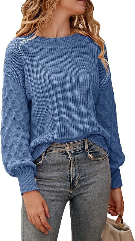 PRETTYGARDEN Women 2024 Winter Pullover Sweater Casual Long Sleeve Crewneck Loose Chunky Knit Jumper Tops Blouse