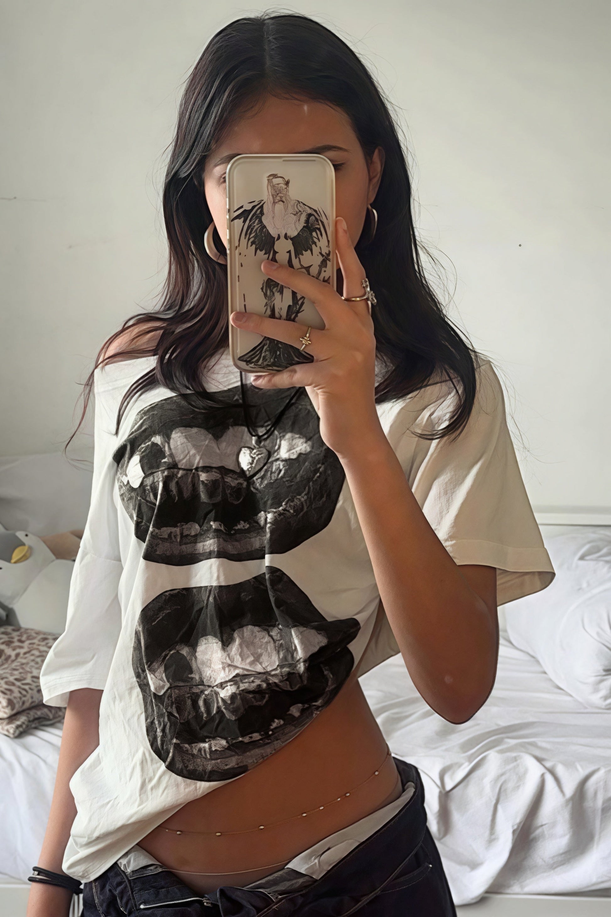 Hip Hop Lip Print Asymmetric Neck Sexy T-shirt - Seldom Seen Styles