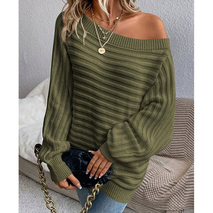 Women's Textured Asymmetrical Neck Sweater, Casual Long Sleeve Batwing Sleeve Jumper for Daily Outdoor Wear, Ladies Knit Top for All Seasons, Womenswear