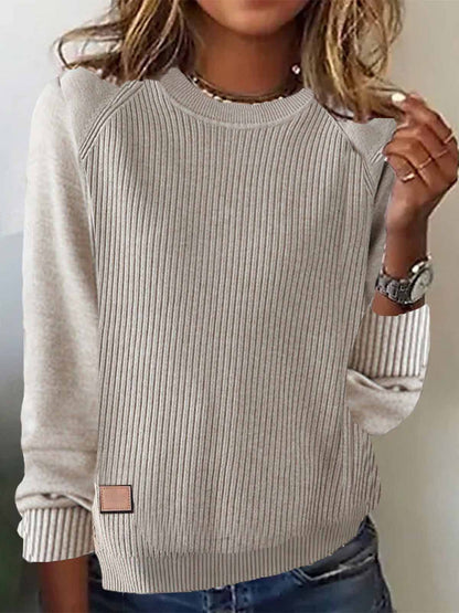 Coffee Plain Round Neck Sweater