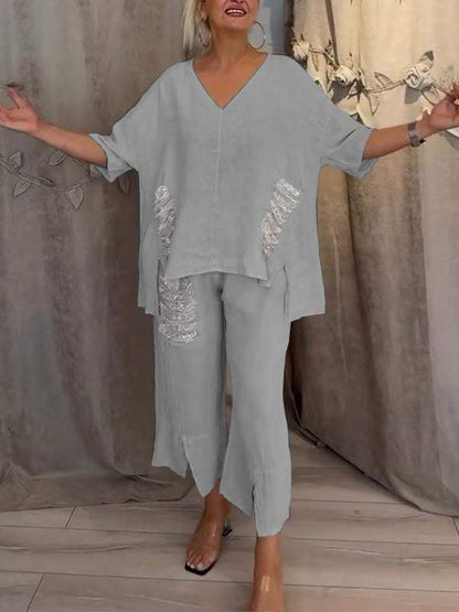 Ensemble deux pièces à taille élastique