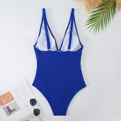 swimwear for big busts plus wear swimwear  Solid Color V Strappy Swimsuit  Backless Tummy Control Slimming Swimwear for Women - Seldom Seen Styles