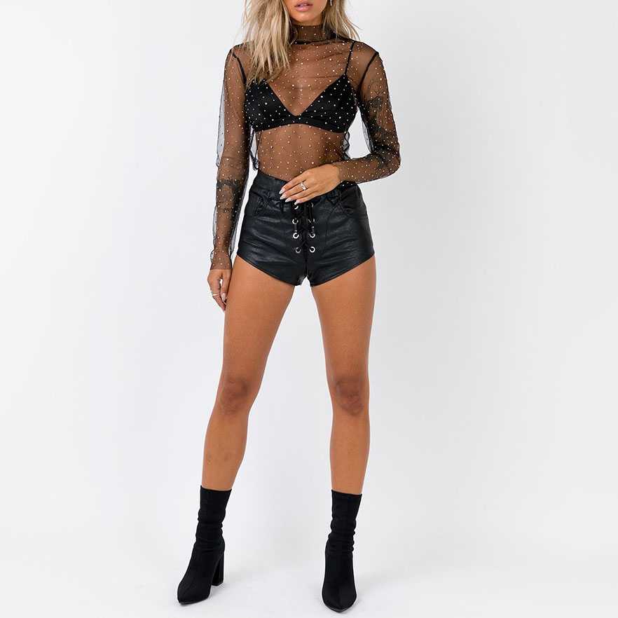 Chic Sparkle Embellished Sheer Mesh Sequin Top Tees - Seldom Seen Styles