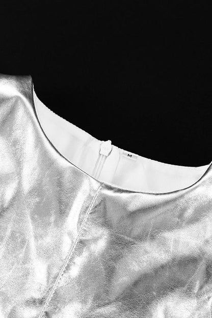 Korallfarbenes Metallic Mini-Shift-Kleid