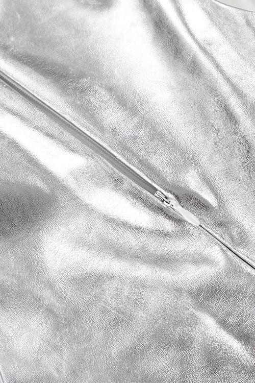Women's Silver Metallic Mini Dress Sleeveless Futuristic Party Dress - Seldom Seen Styles