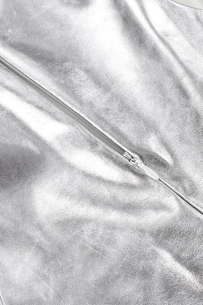 Korallfarbenes Metallic Mini-Shift-Kleid