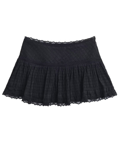 Women's Balletcore Lace Ruffle Mini Skirt Low Rise Coquette Tiered Skirt