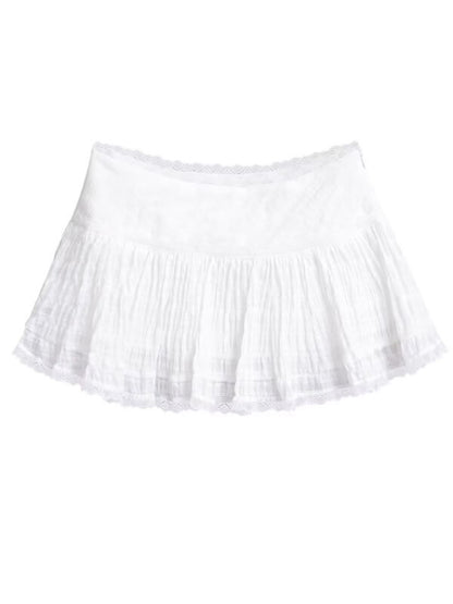 Women's Balletcore Lace Ruffle Mini Skirt Low Rise Coquette Tiered Skirt