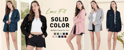 Women's Loose Fit Batwing Sleeve Waffle Knit Button Down Shirt Shacket Tops