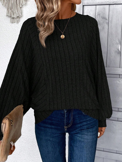 Womens Soft Long Sleeve Crewneck Shirts Fall Casual Loose Fit Knit Tops Blouses