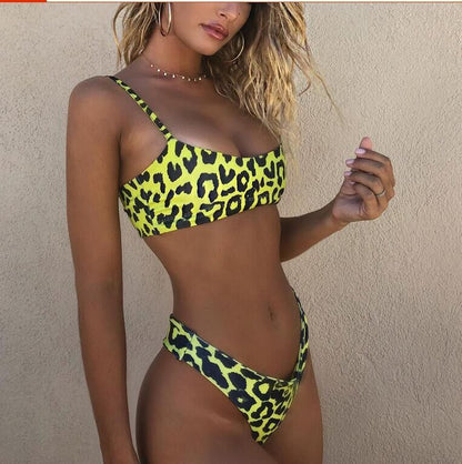 high waisted bikini Leopard Print Women's Two-Piece Bikini Swimsuit with Push-Up bikini Swimwear - Seldom Seen Styles