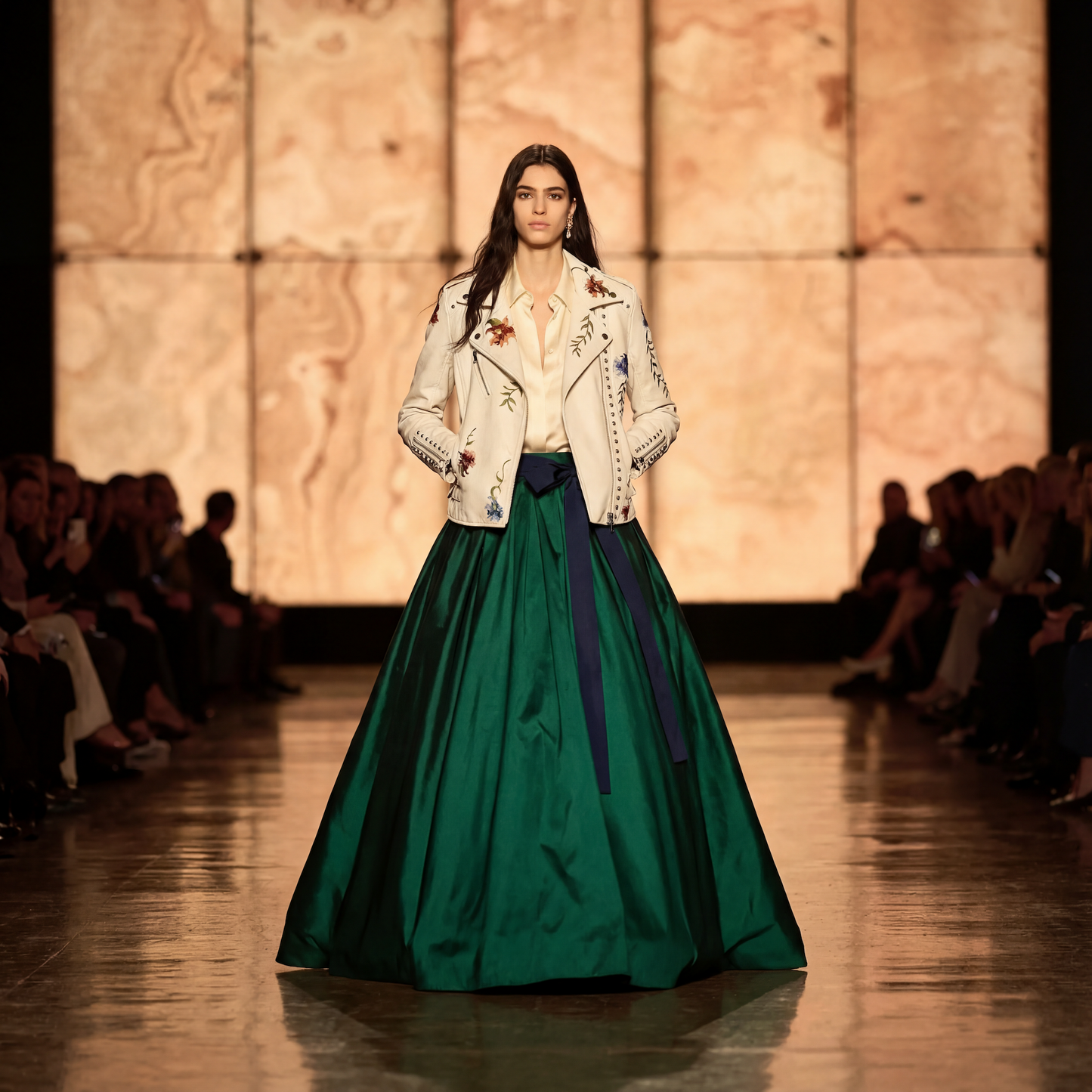 100% Leather Floral Motorcycle Jacket