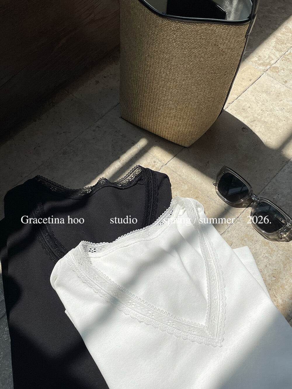 French Lace V-Neck T-Shirt – Minimal Loose Fit Casual Chic Summer Tee - Seldom Seen Styles