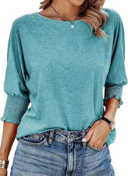 Women's 2025 Fashion Tops 3/4 Sleeve T-Shirts Cute Crewneck Basic Business Tees Blouses Casual Summer Wear Super Soft Breathable Fabric