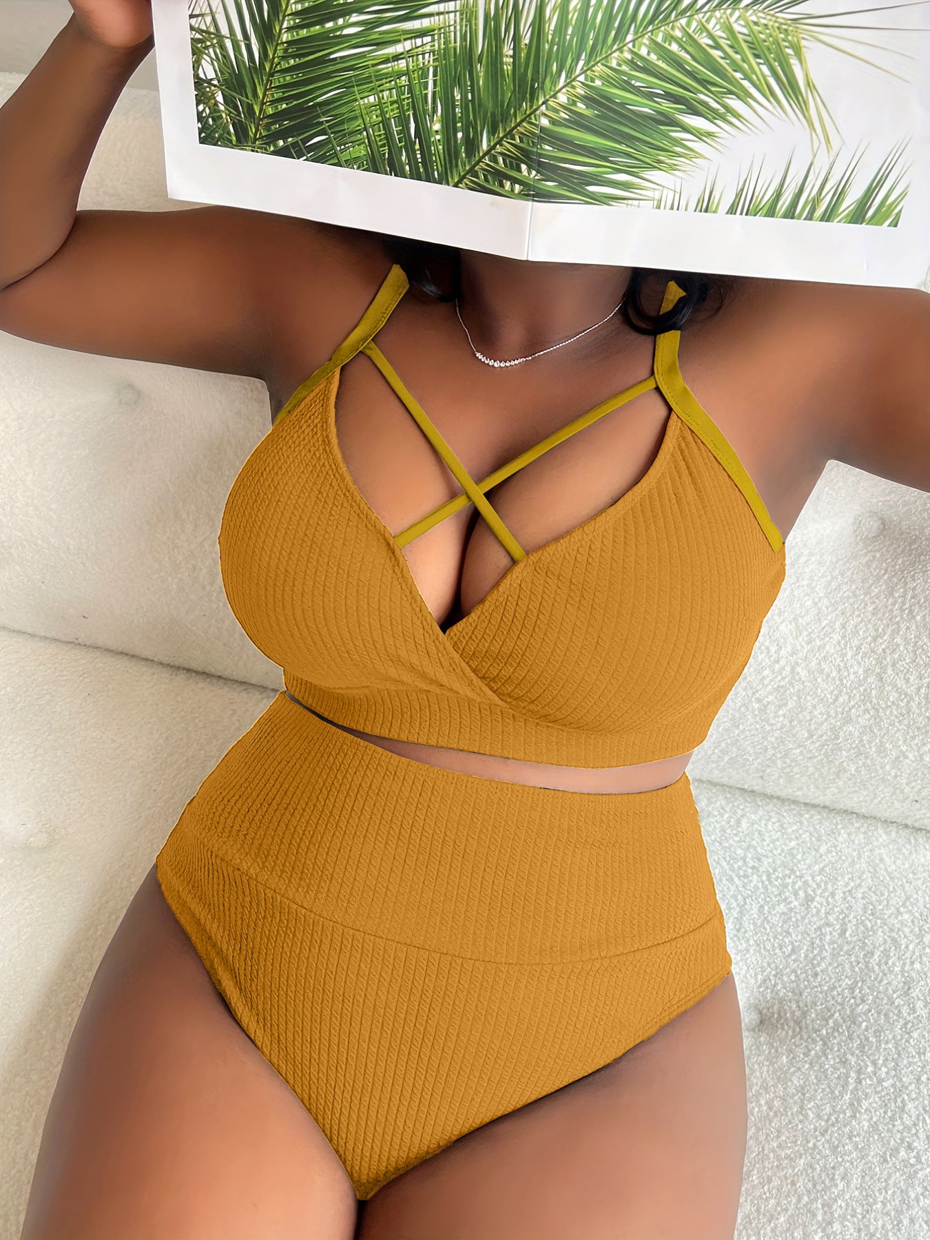 bathing suits for large bust  Plus Size  Sexy Plus Size  Strap High Waist Bikini Swimsuit - Seldom Seen Styles