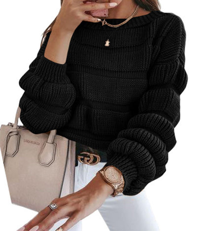 Casual round Neck Pullover Autumn Women's Sweater  Long Sleeve Loose Quality Thick Knitted Cute Top