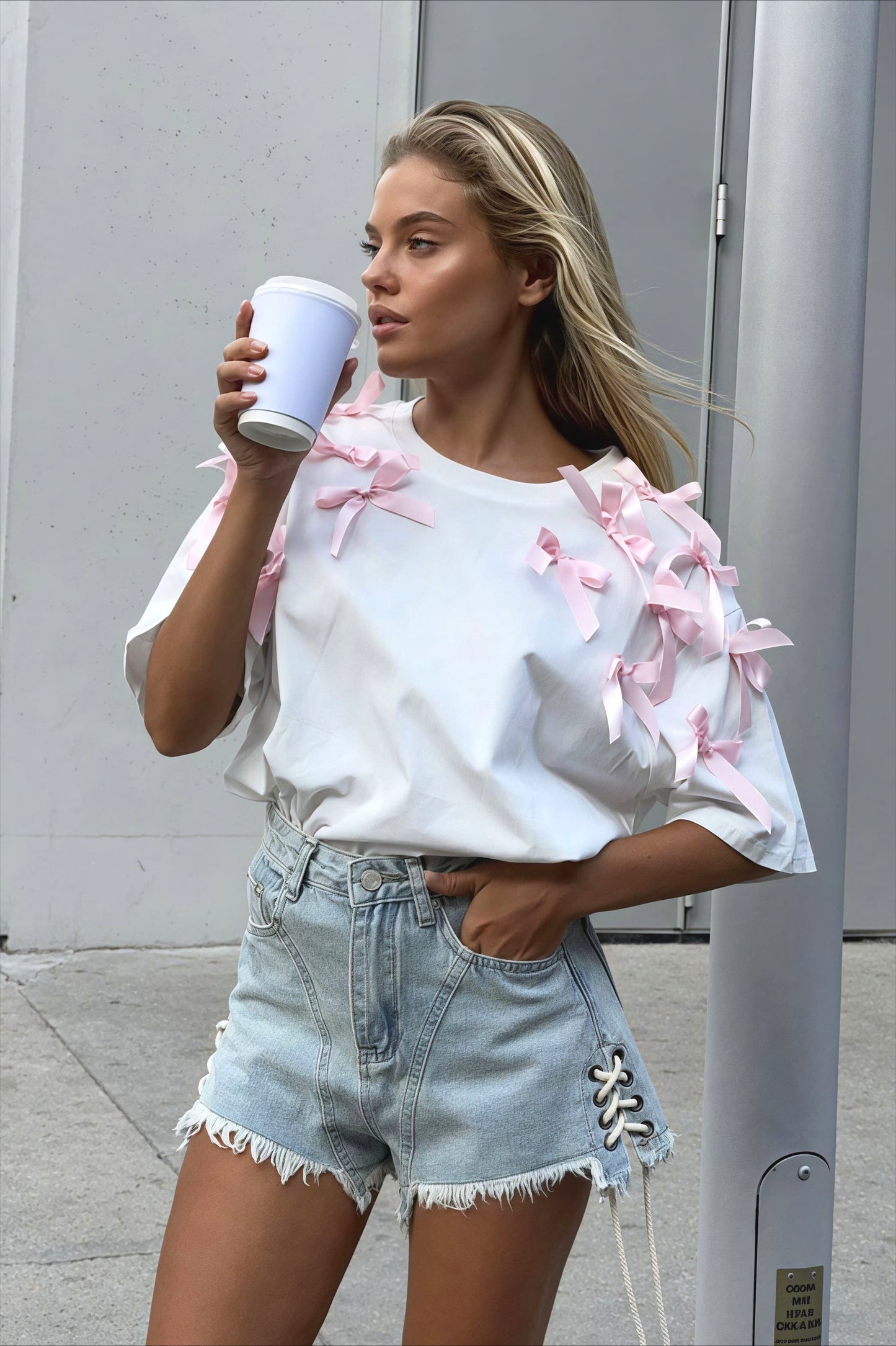 Cute Bowknot Ribbon Loose Short Sleeve T-shirt - Seldom Seen Styles