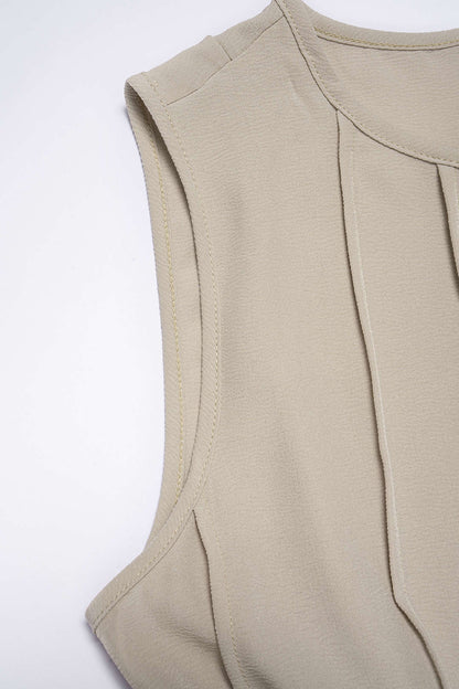 Robe midi sans manches à col rond