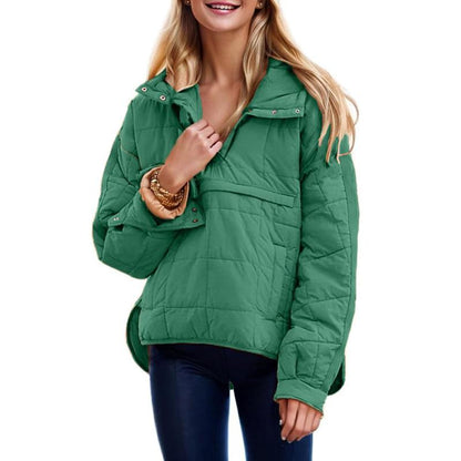 Womens Oversized Hooded Puffer Jacket Lightweight Pullover Hoodies Quilted Dolman Long Sleeve Warm Winter Coat