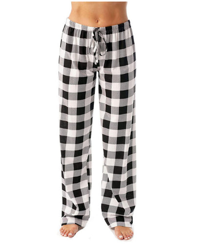 Women's Plaid Pyjama Bottoms Fleece Checked Pjs Pants Soft Drawstring Lounge Sleepwear for Ladies Women Sleep Bottoms for Fall & Winter