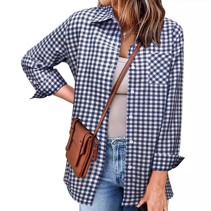 Fall Outfits Long Sleeve Plaid Shirt for Women Flannel Button Down Shirts Buffalo Shackets Business Casual Blouses