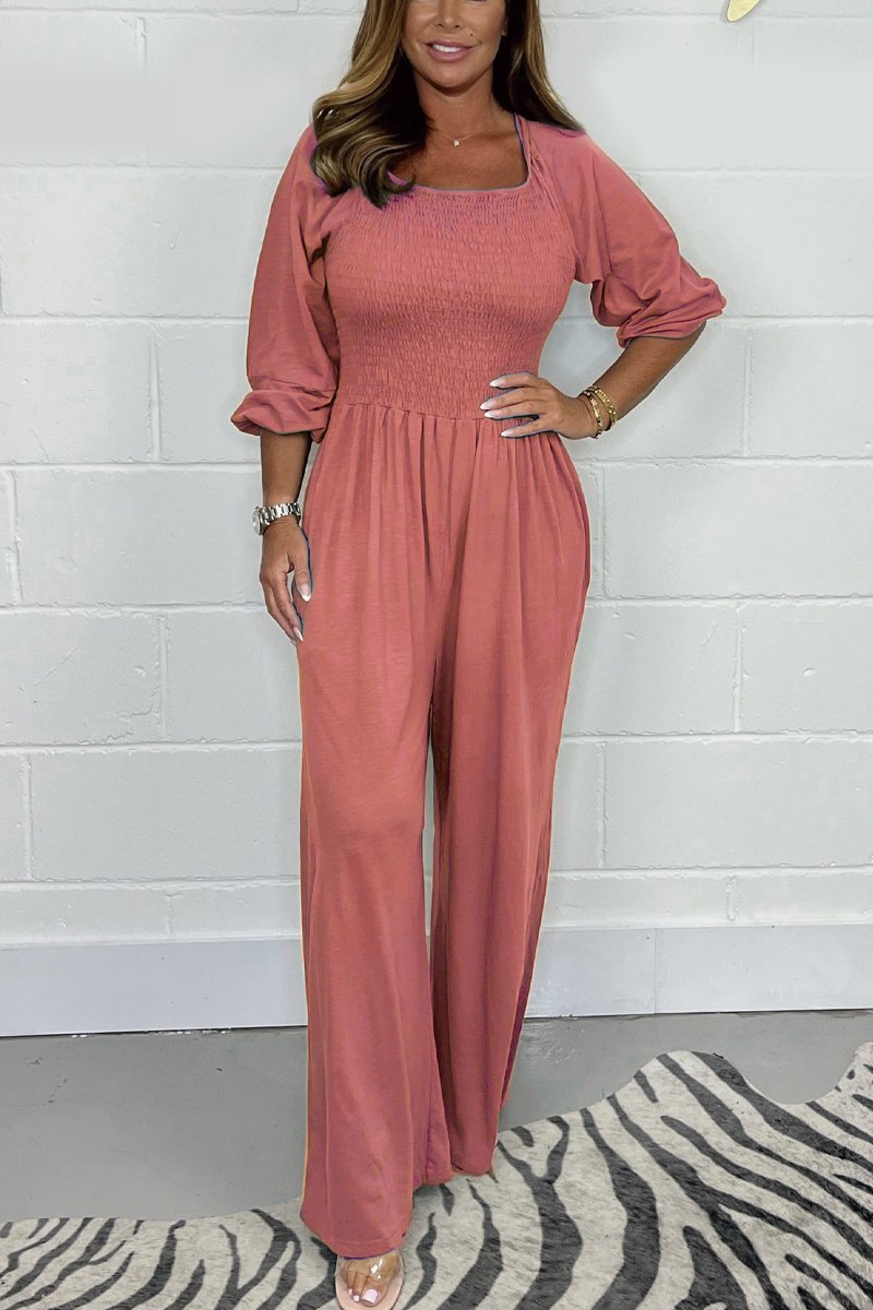 Hot  Comfort and Casual Elastic Wide Leg Jumpsuit