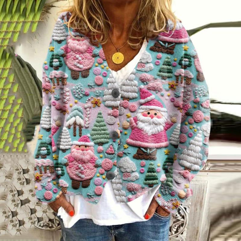 Foreign Trade Cross-Border2023Amazon Foreign Trade New Christmas Abstract Printing Casual Cloak Coat Cardigan