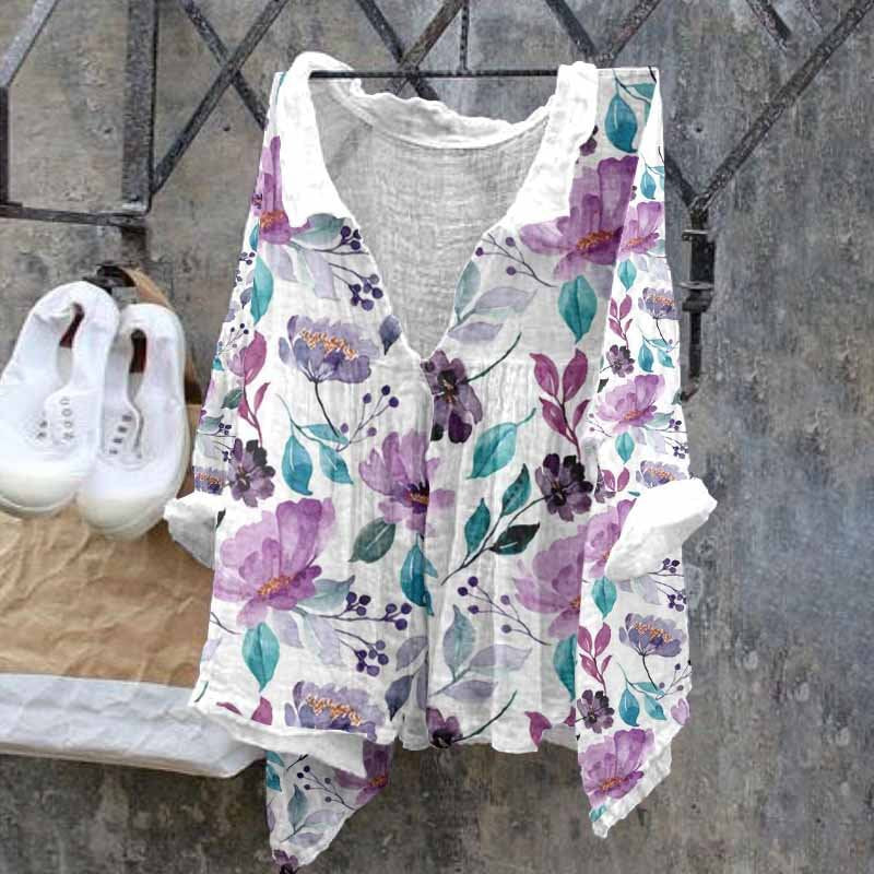 Foreign Trade Cross-Border Foreign Trade Cross-Border2022Amazon Cross-Border New Arrival Fashion Women's Shirt Natural Landscape Avatar Print