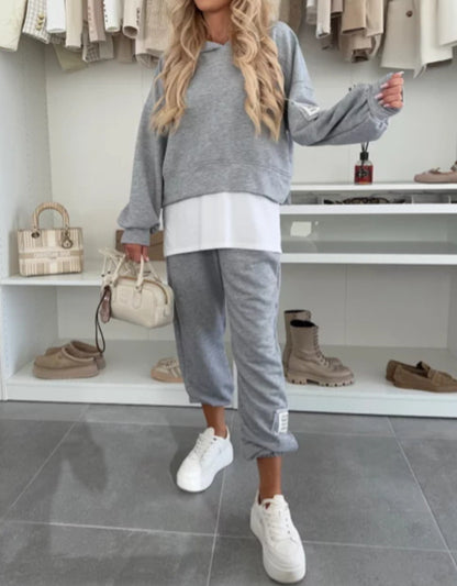 2025New Hooded Fashion Solid Color Casual Sports Suit Women's Clothing