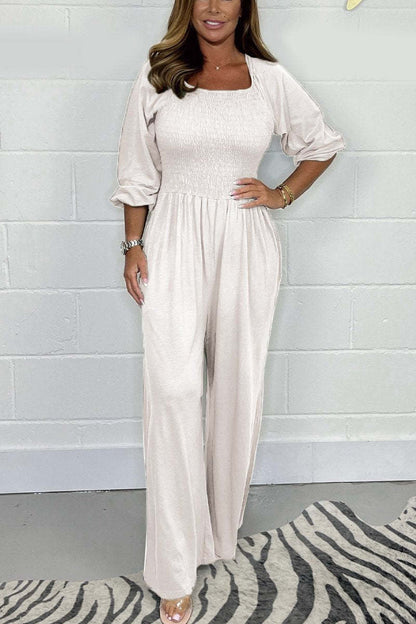 Hot  Comfort and Casual Elastic Wide Leg Jumpsuit