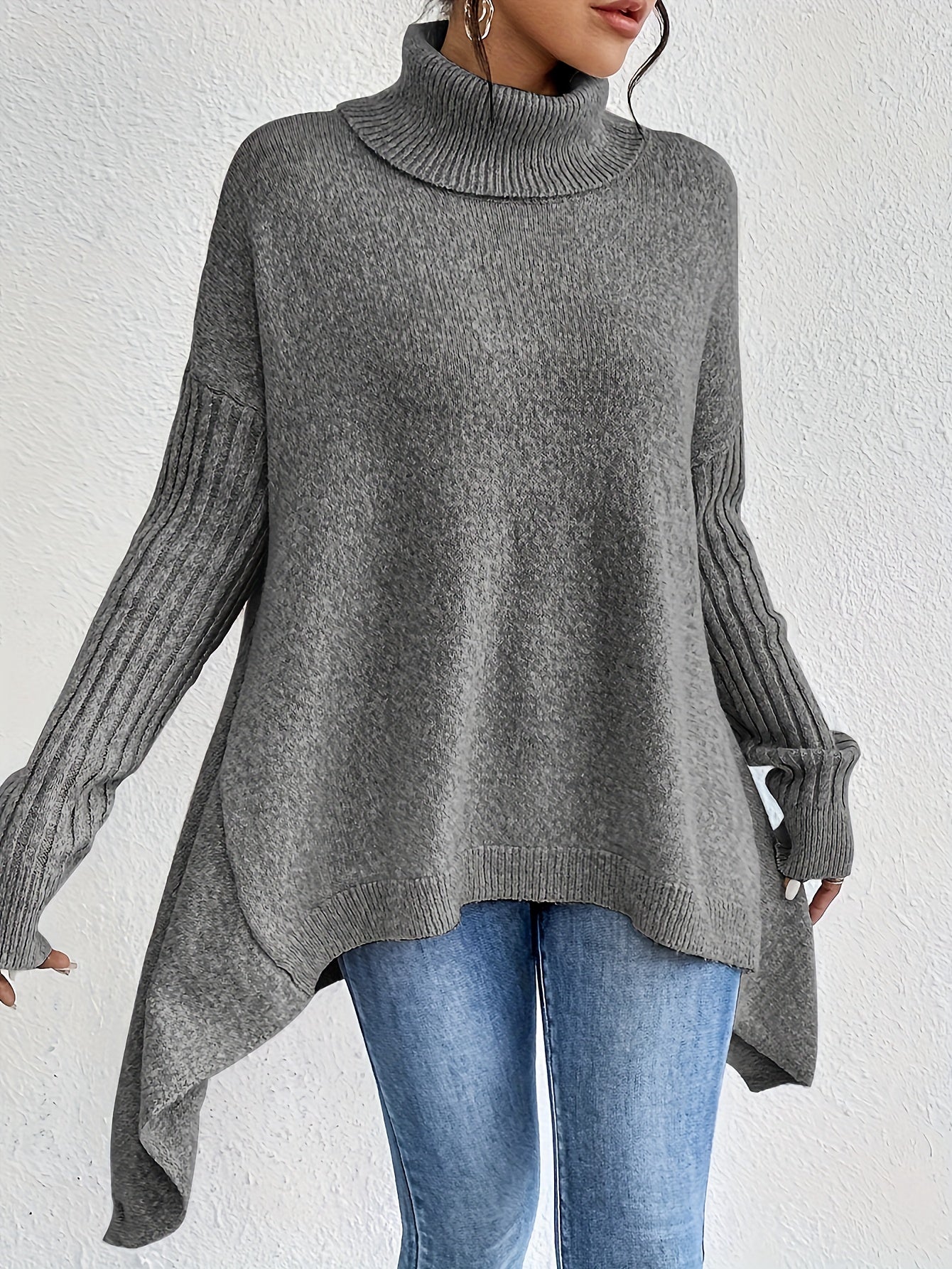 Women's Oversized Sweater Turtleneck Long Sleeve Casual Knit Tunic Pullover Sweaters Tops 2025 Fall Winter Outfits - Seldom Seen Styles