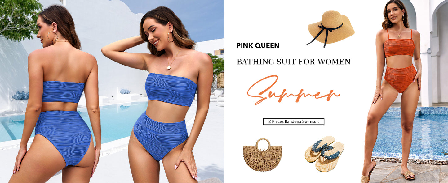 Women Bikini Set 2025 Removable Strap Textured Two Piece Swimsuits High Cut Bathing Suits - Seldom Seen Styles