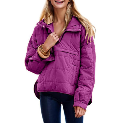 Womens Oversized Hooded Puffer Jacket Lightweight Pullover Hoodies Quilted Dolman Long Sleeve Warm Winter Coat