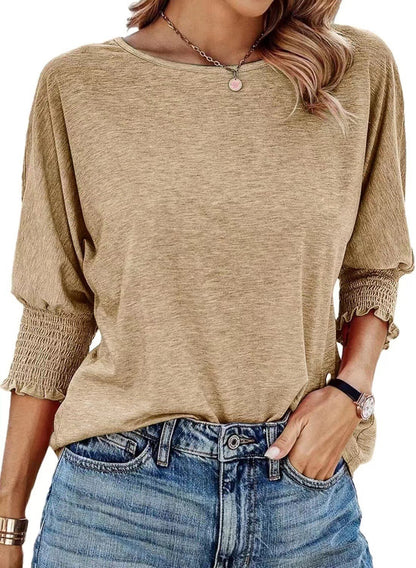 Women's 2025 Fashion Tops 3/4 Sleeve T-Shirts Cute Crewneck Basic Business Tees Blouses Casual Summer Wear Super Soft Breathable Fabric