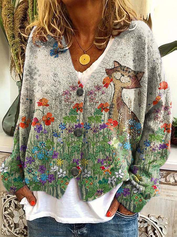 Foreign Trade Cross-Border2023Amazon Foreign Trade New Christmas Abstract Printing Casual Cloak Coat Cardigan