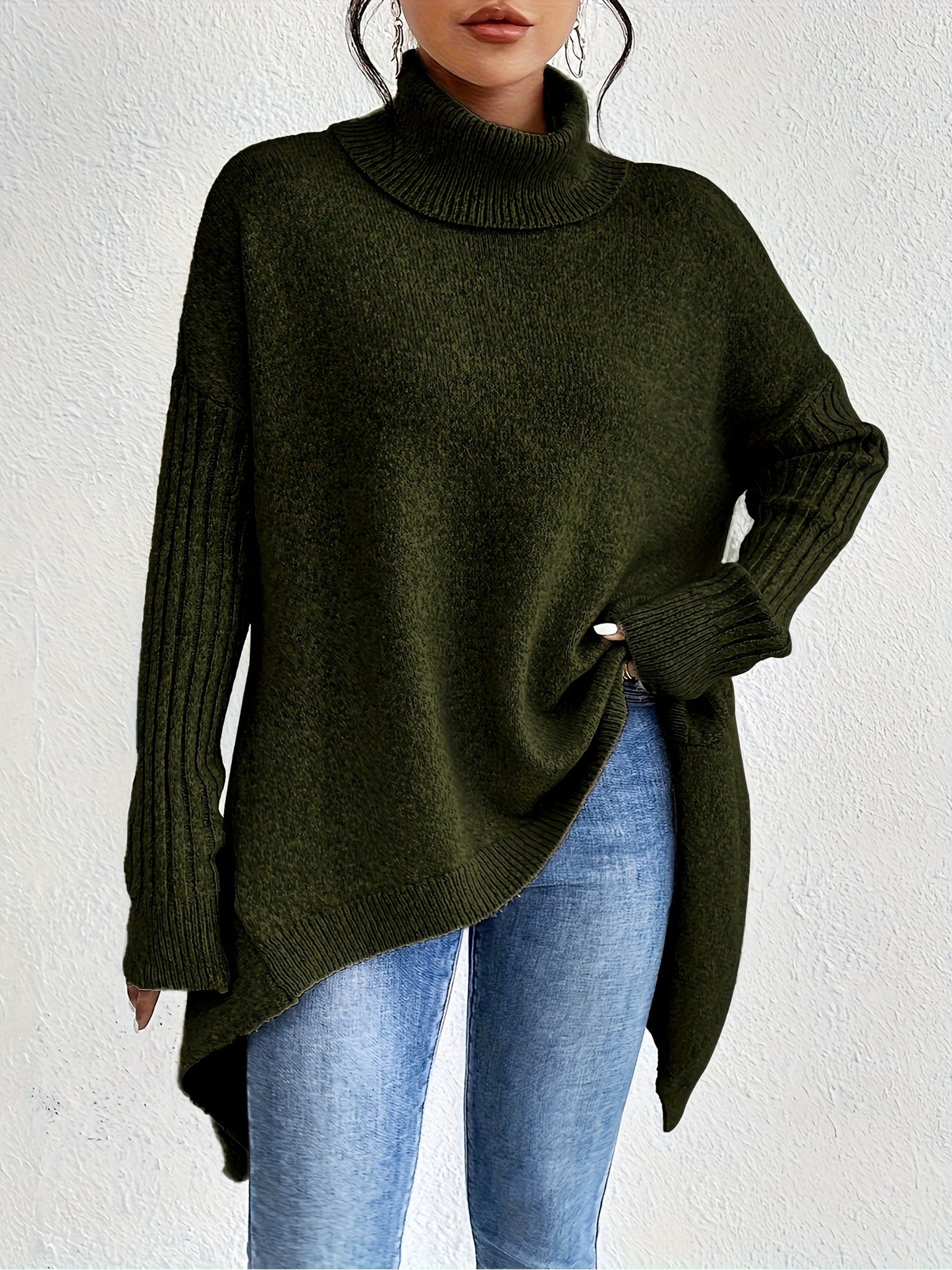 Women's Oversized Sweater Turtleneck Long Sleeve Casual Knit Tunic Pullover Sweaters Tops 2025 Fall Winter Outfits - Seldom Seen Styles