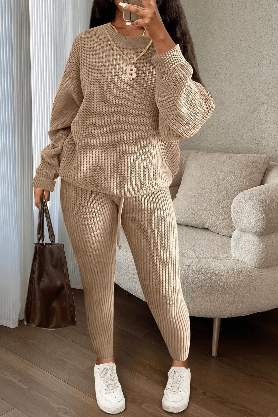 Casual Knitting Suit Trousers  Women's Clothing  Suit  Fashion