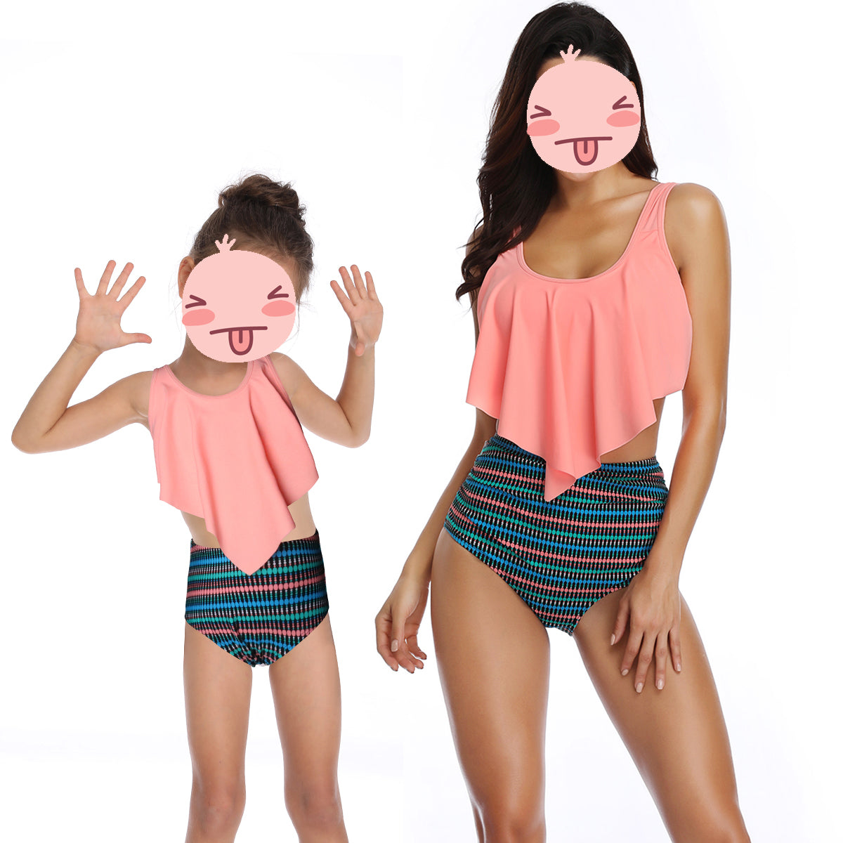 Family Matching Swimwear Mother Daughter Women Kids Girls Floral Green Leaves Printed Bikini Two-Piece Swimwear Suits - Seldom Seen Styles