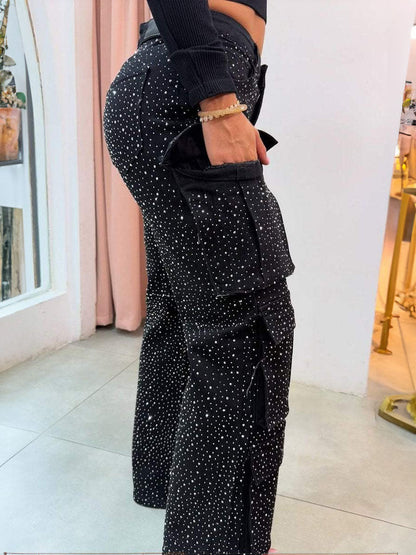 Luxe Sparkle Pocket Cargo Jeans