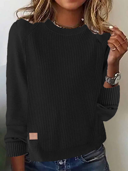 Coffee Plain Round Neck Sweater