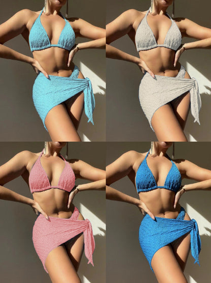 swimwear with skirt halter bikini with skirt ruffle bikini Three-Piece Ladies' Mesh Swimsuit  bikini Beach - Seldom Seen Styles