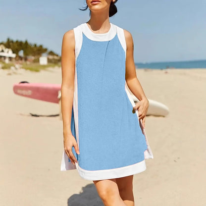 Ensemble deux pièces décontracté pour femme, pull ras du cou sans manches, short assorti avec poches