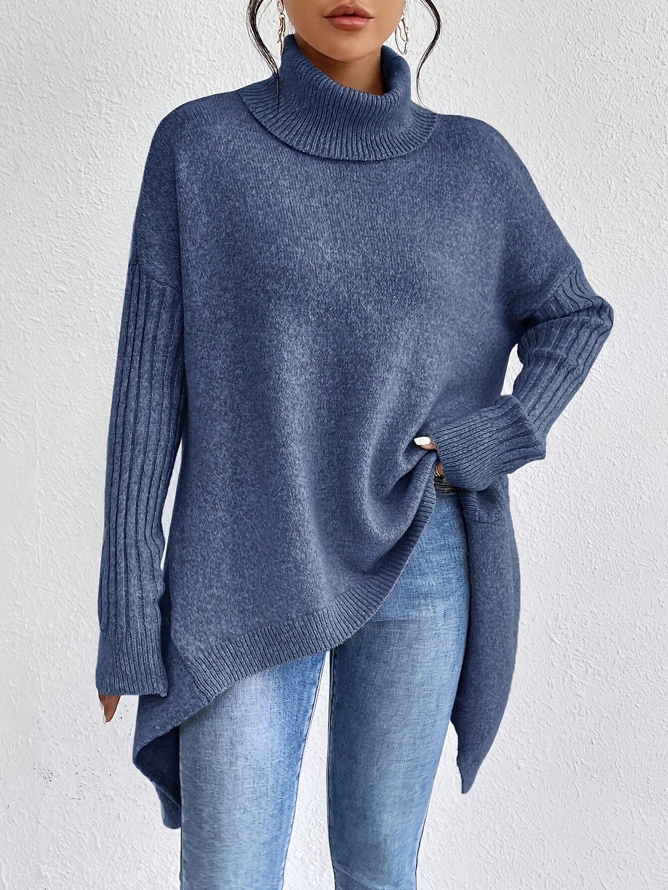 Women's Oversized Sweater Turtleneck Long Sleeve Casual Knit Tunic Pullover Sweaters Tops 2025 Fall Winter Outfits - Seldom Seen Styles