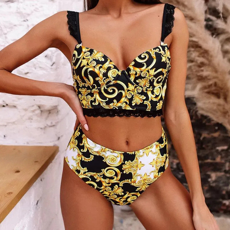 Women Swimsuit Vintage Retro Bikini Set Push Up Swimwear High Waist Bikini Printed Bathing Suits Summer Beach Wear Swimming Suit - Seldom Seen Styles