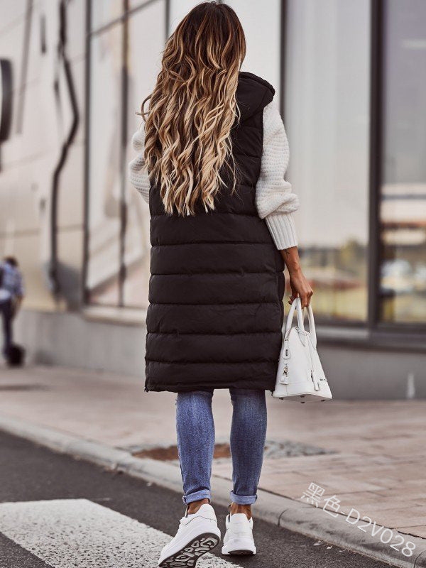 Open Front Hat Coat, Casual Sleeveless Long Coat, Women's Clothing