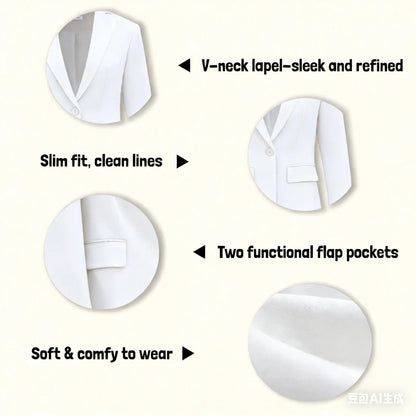 Imily Bela Womens Casual Blazers Open Front Long Sleeve Work Office Suit Jackets Blazer Fitted Basic Lapel Collar with Button Design & Pockets