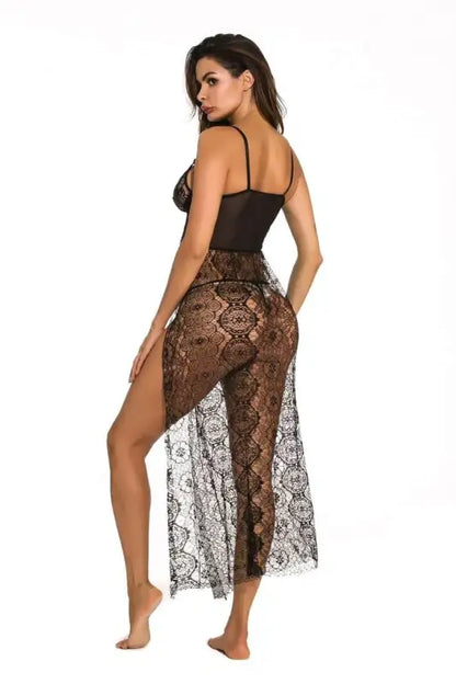 Deep V-neck Side Slit Sexy Long Chemise