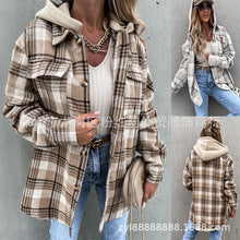 European and american hot2023ebay Amazon Winter New Women's Clothing Fashion Plaid Single-Breasted Coarse Wool Coat