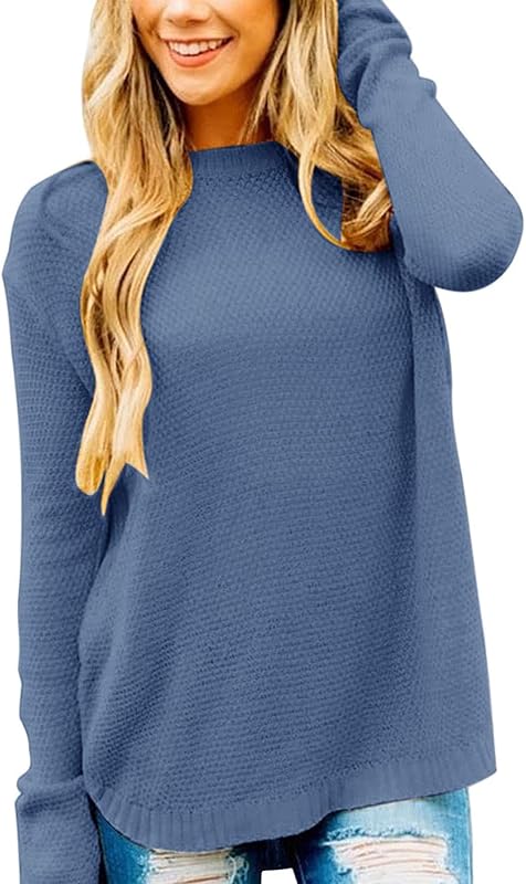 MEROKEETY Women&#39;s 2024 Fall Long Sleeve Oversized Crew Neck Solid Color Knit Pullover Sweater Tops