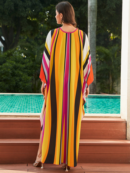 [Plus Size] Butterfly/feather Print Ruched Split Hem Tunic Dress, Valentine's Day Elegant Batwing Sleeve V Neck Long Dress for Summer, Casual Womenswear, Gift, Homecoming Dresses, Women's Clothes for Beach Holiday Vacation, Moo Moo Dresses